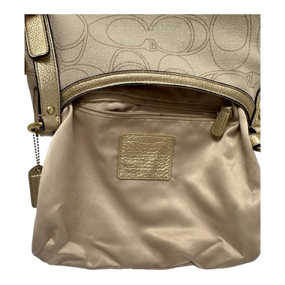 Coach Vintage Penelope Signature Crossbody Bag F19260 Linen Gold Metallic Y2K - Picture 13 of 16